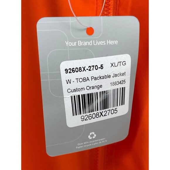 NWT Fiserv Orange Full Zip Hooded Women’s XL TOBA Packable Rain Jacket Fintech - Picture 4 of 5